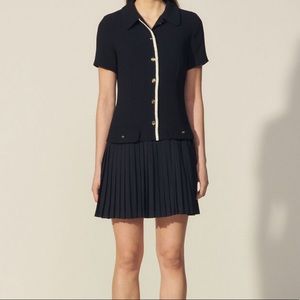 Sandro mixed pleated dress